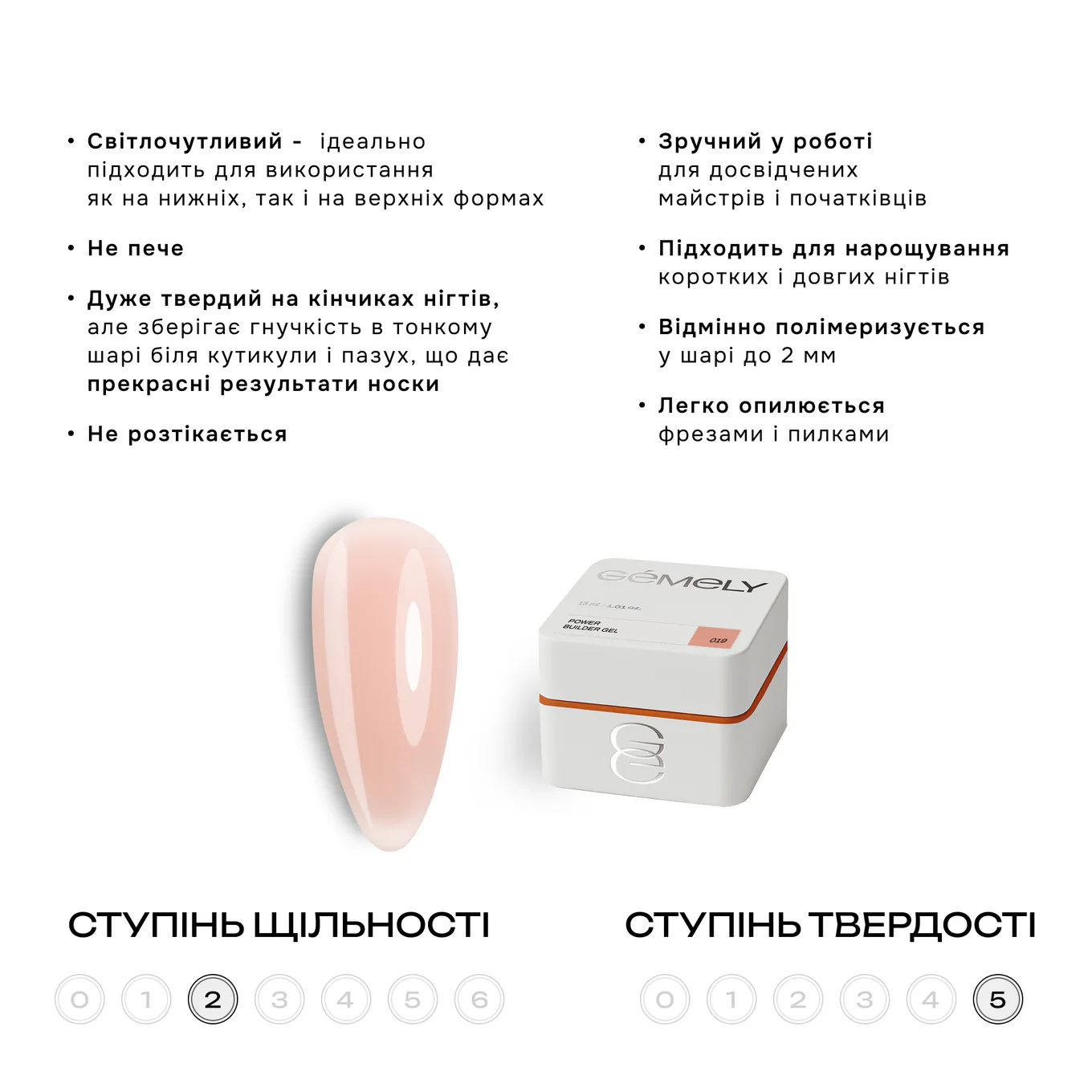 Гель GÉMELY ex GA&MA Power Builder Gel №019, 5 мл