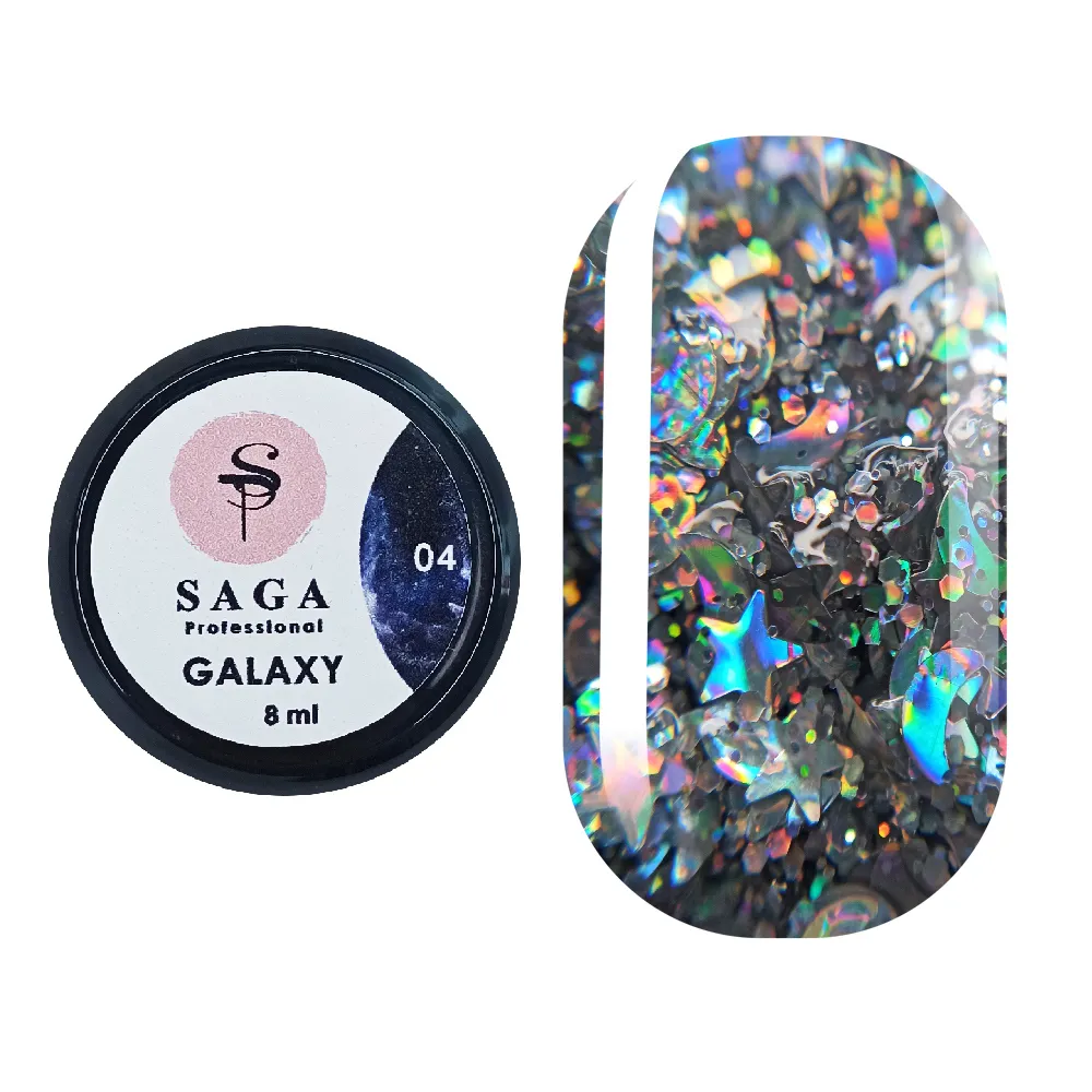 Гель Saga Professional Galaxy Glitter №4, 8 мл
