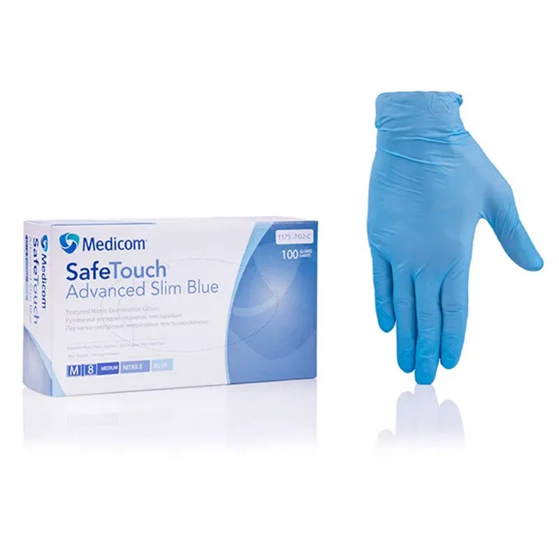 Рукавички нітрилові Medicom Slim Blue (Блакитні), XS