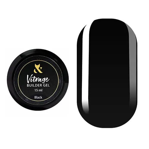 Гель витражный F.O.X Builder gel, Black, 15 мл