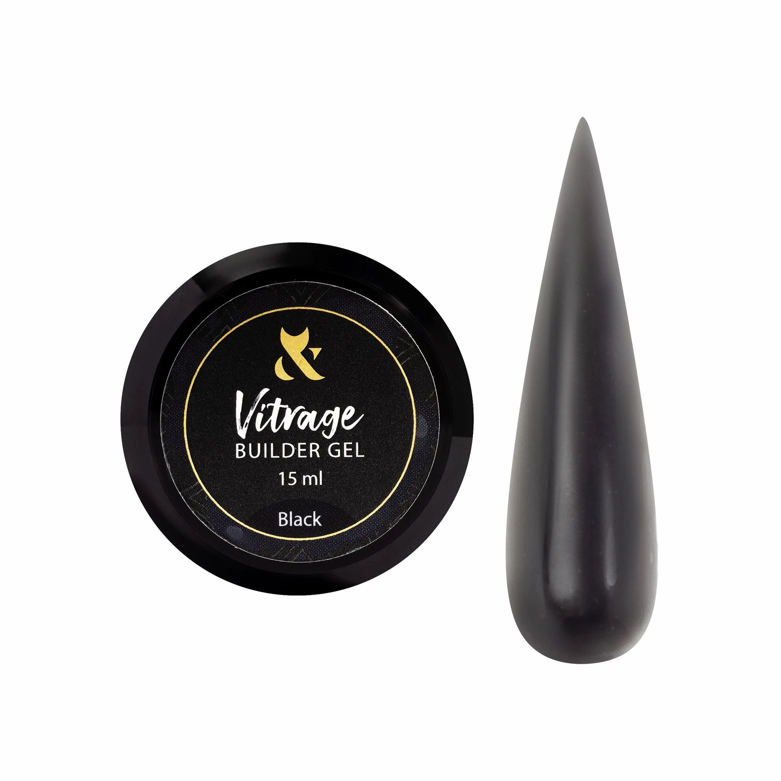 Гель вітражний F.O.X Builder gel, Black, 15 мл