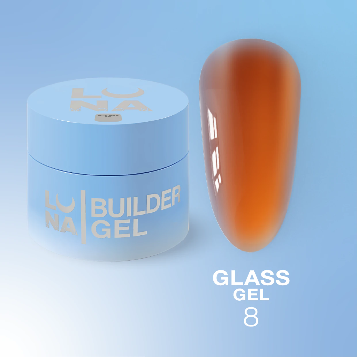 Вітражний гель для нарощування Luna Glass gel №08, 15 мл