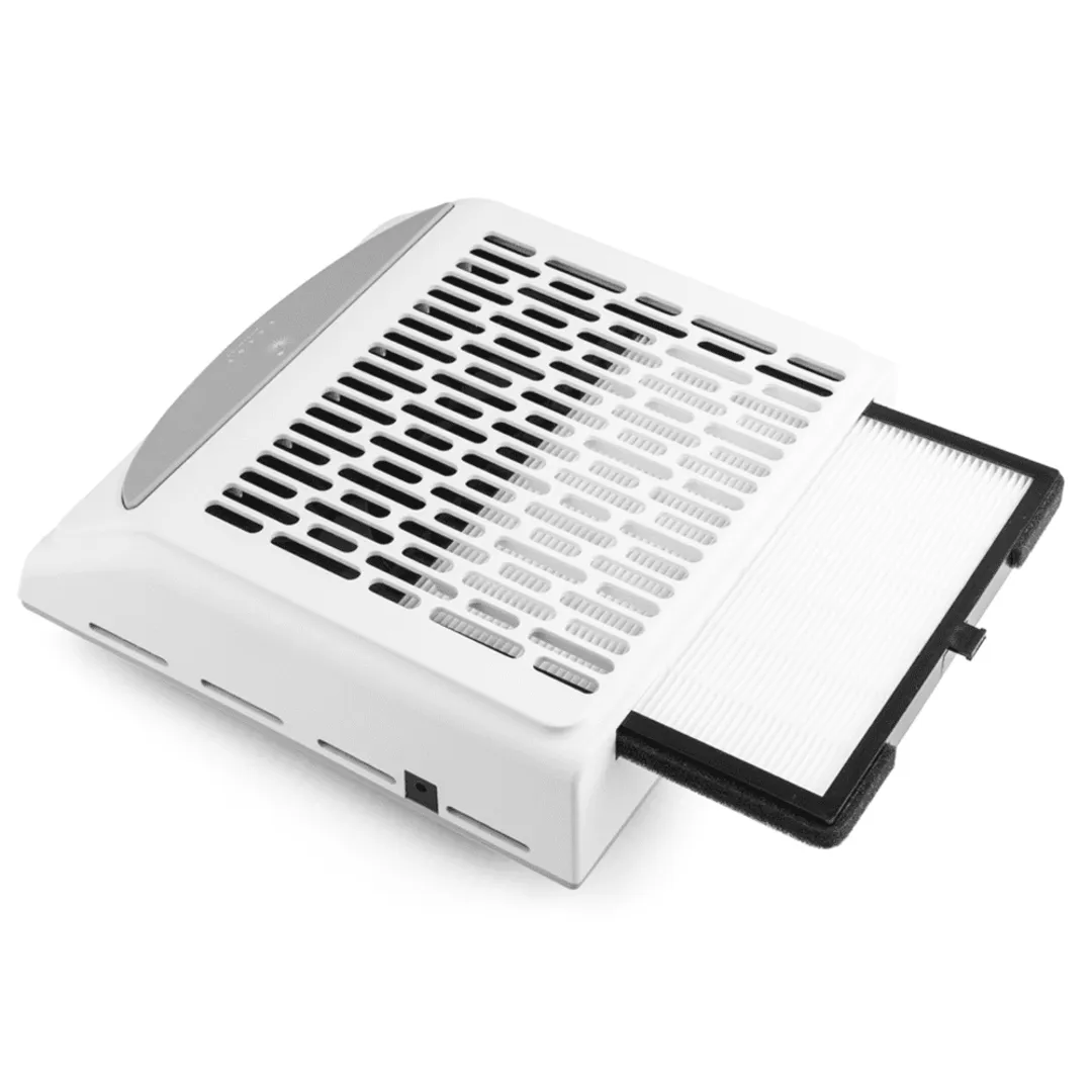 Вытяжка для маникюра BUCOS CYCLONE V2 на 100W с НЕРА фильтром, белая + USB