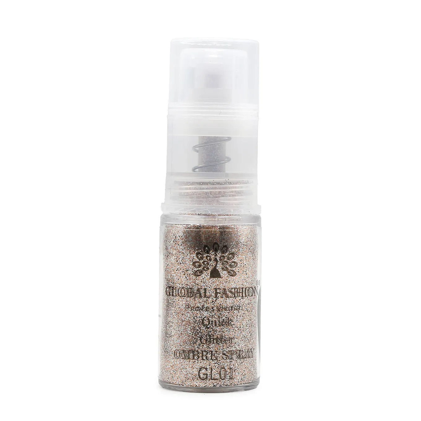Сухий спрей для градієнта Global Fashion Ombre Spray GLITTER №1, рожеве золото, 10 г (GL)