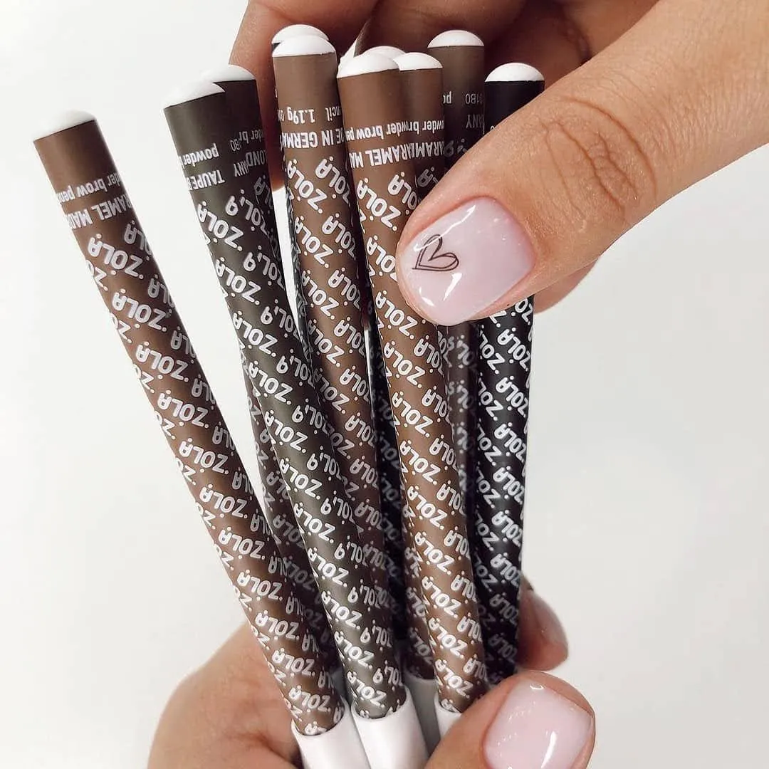 Карандаш для бровей ZOLA Powder Brow Pencil Dark Brown пудровый, темно-коричневый