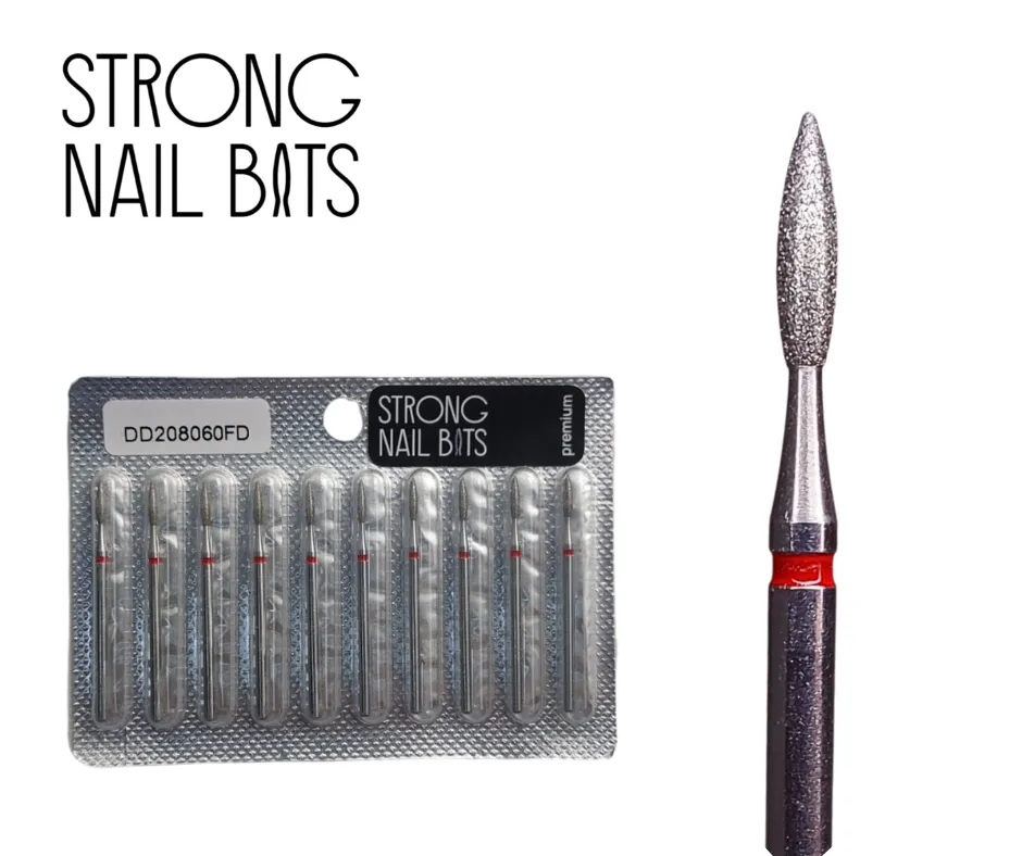 Фреза алмазна Strong nail bits PREMIUM полум'я червоне, 0,20 см SET