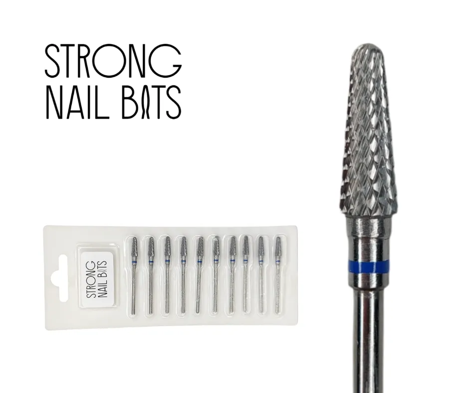 Фреза твердосплавна STRONG NAIL BITS закруглений конус синя 0,5 см SET 10 шт