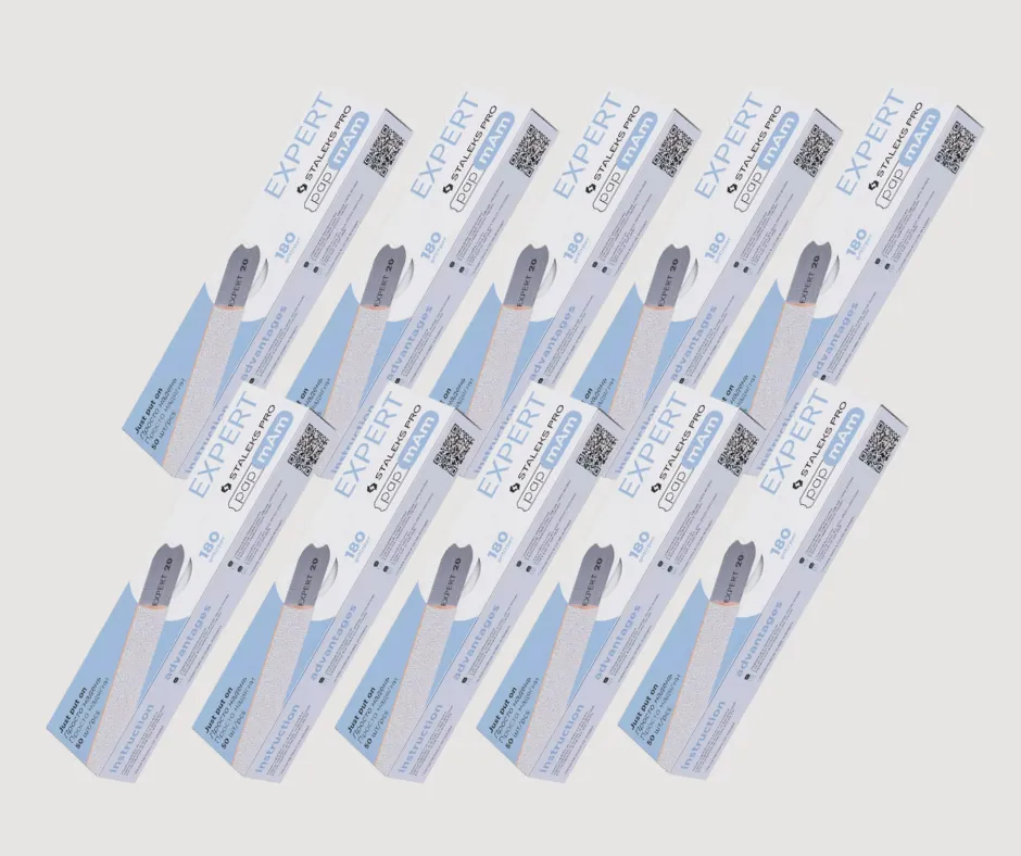 Змінні файли білі papmAm для пилки прямої Staleks EXPERT 22 180 грит, 10 уп по 50 шт