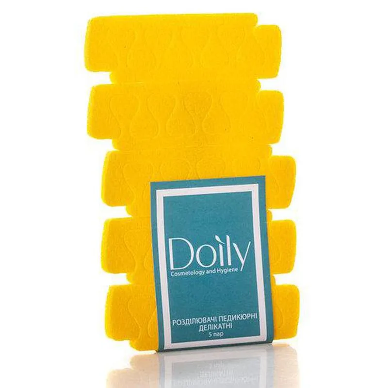 Распорки педикюрные деликатные Doily 5 пар, желтые