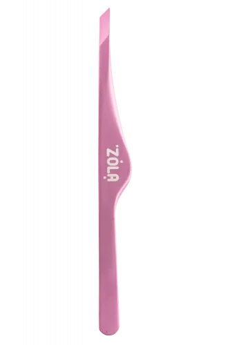Пинцет ZOLA для бровей профессиональный, LIGHT PINK (скошенный)