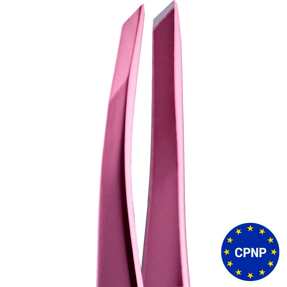 Пінцет ZOLA для брів професійний, LIGHT PINK (скошений)