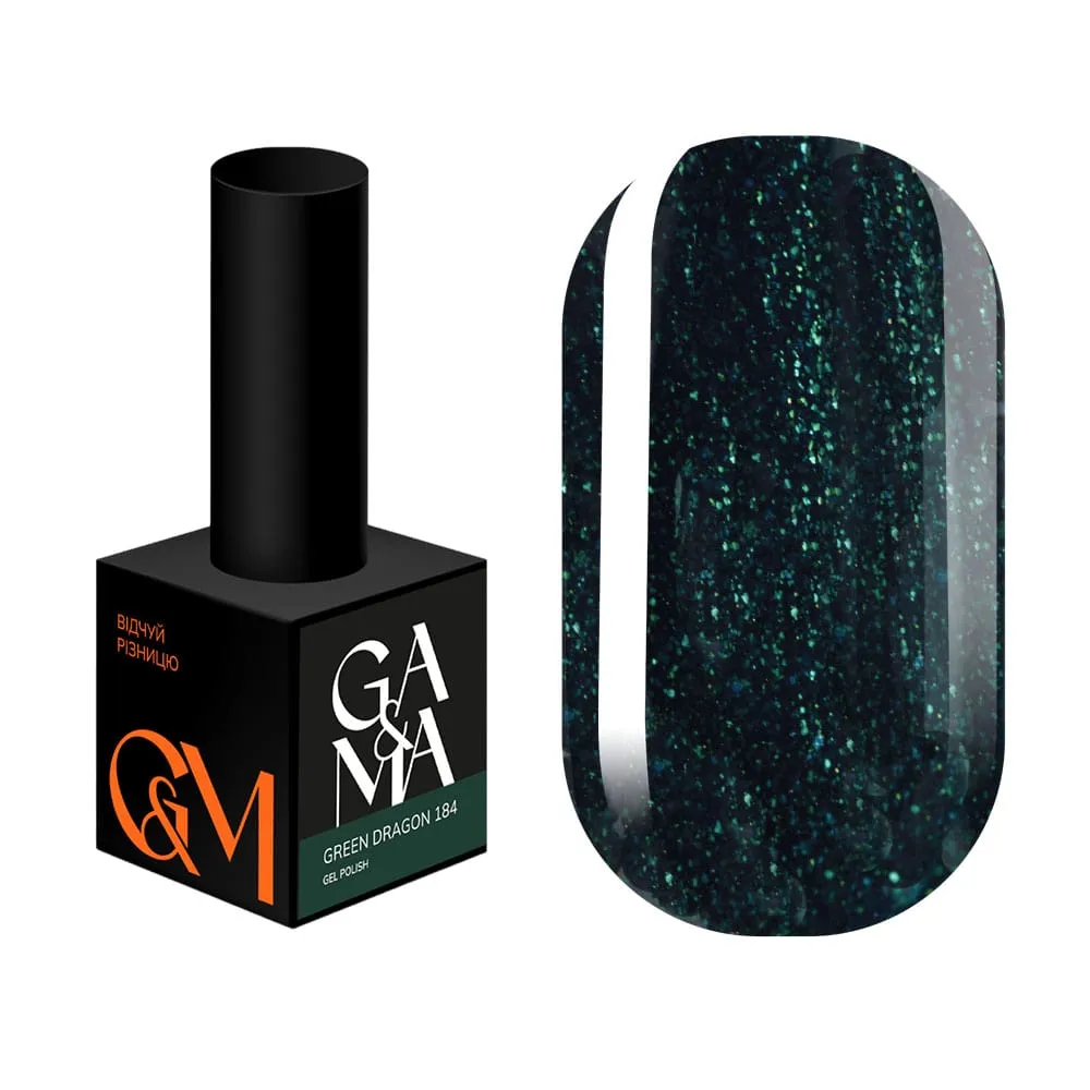 Гель-лак GÉMELY ex GA&MA №184, Night collection, Green dragon, 10 мл