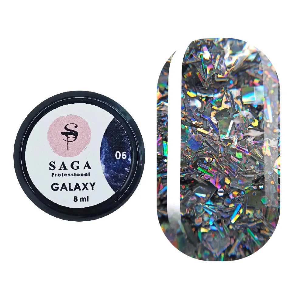Гель Saga Professional Galaxy Glitter №5, 8 мл