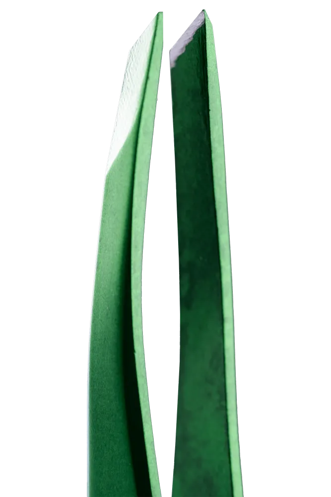 Пінцет ZOLA для брів професійний, GREEN (скошений)
