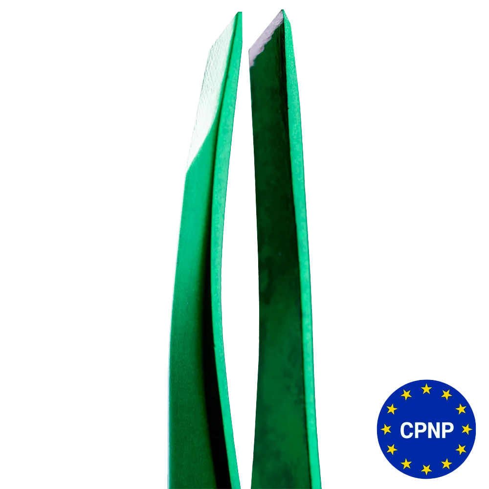 Пінцет ZOLA для брів професійний, GREEN (скошений)