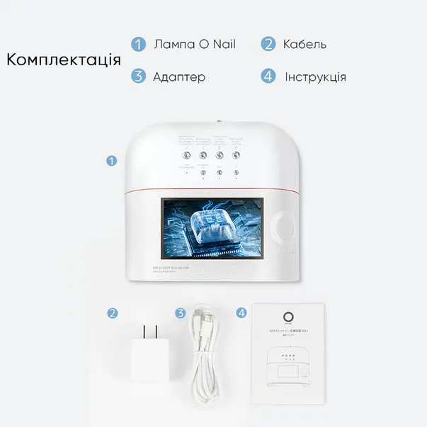 Лампа для манікюру зі штучним інтелектом O NAIL AI lamp біла
