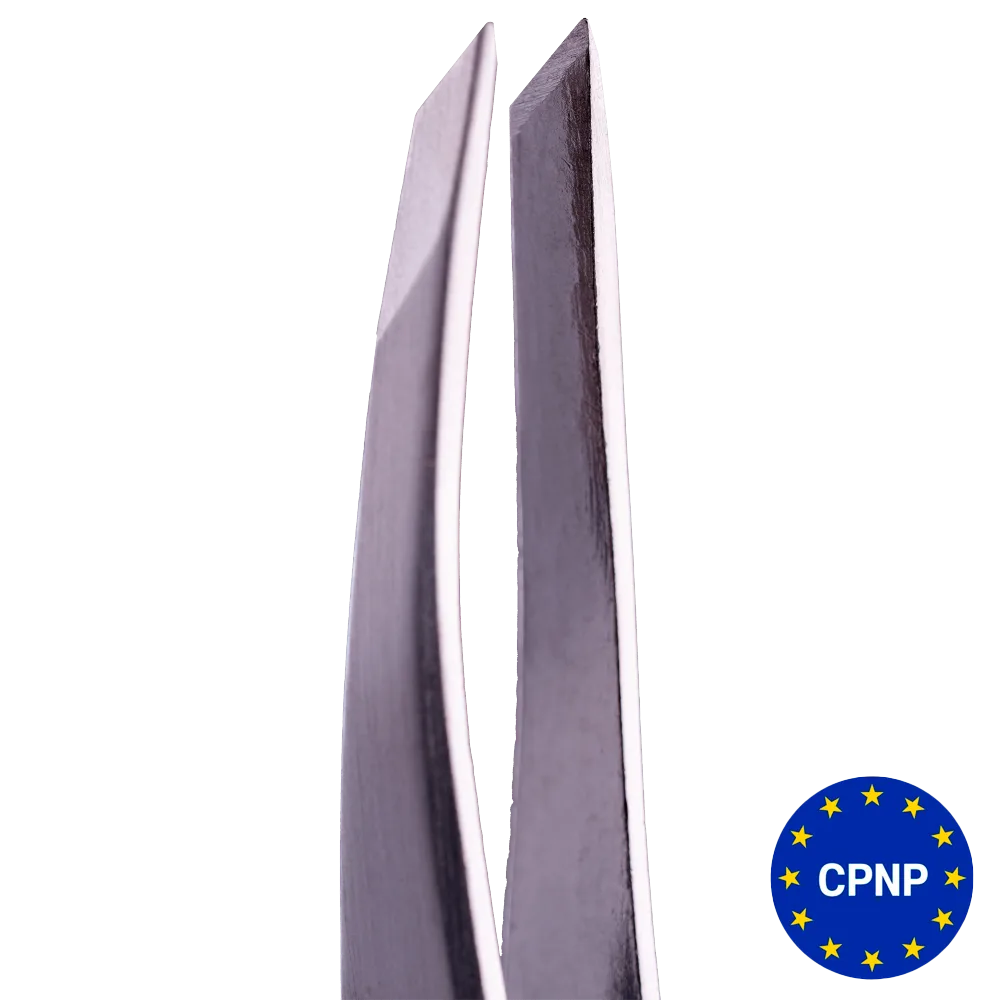Пінцет ZOLA для брів професійний, SILVER (скошений)