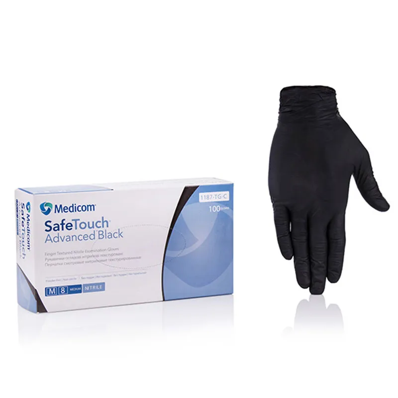 Рукавички нітрилові Medicom Black M (чорні) щільність 5 г