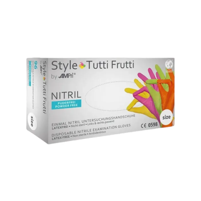 Рукавички нітрилові неопудрені MediOk Style Tutti Frutti, різнокольорові, розмір S