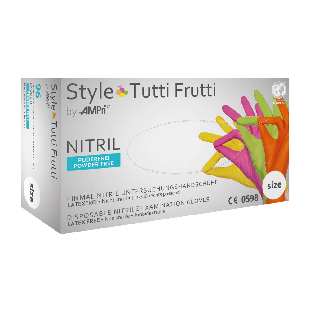 Рукавички нітрилові неопудрені MediOk Style Tutti Frutti, різнокольорові, розмір S